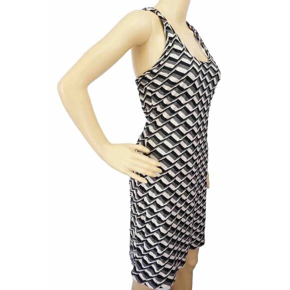 2/$15 Max Studio Twist Racerback Mini Dress Striped Sleeveless Scoop Neck Size S - Picture 3 of 8